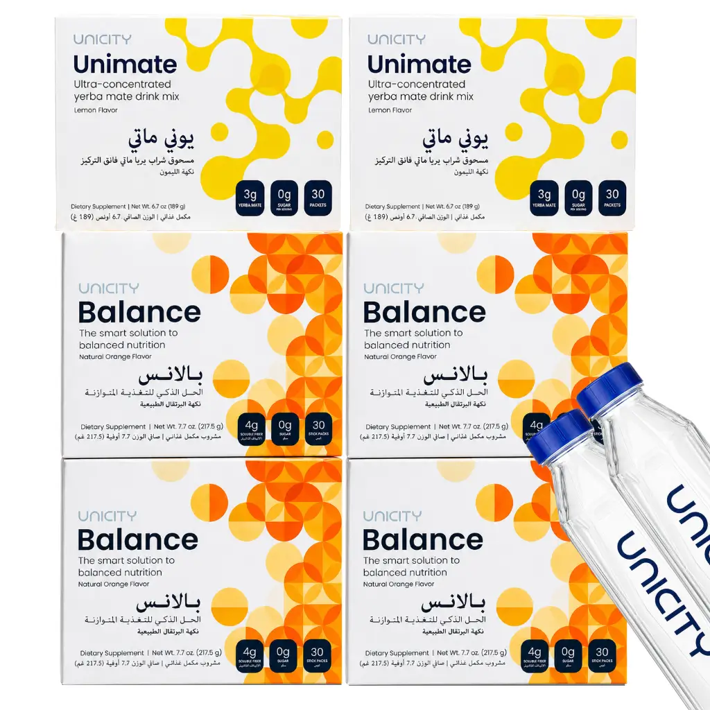 feel great ae package unicity-60-day-bundle-2-unimate-lemon-4-balance-2-bottles باقة فيل جريت 60 يوم من يونيستي – Balance برتقال وUnimate ليمون